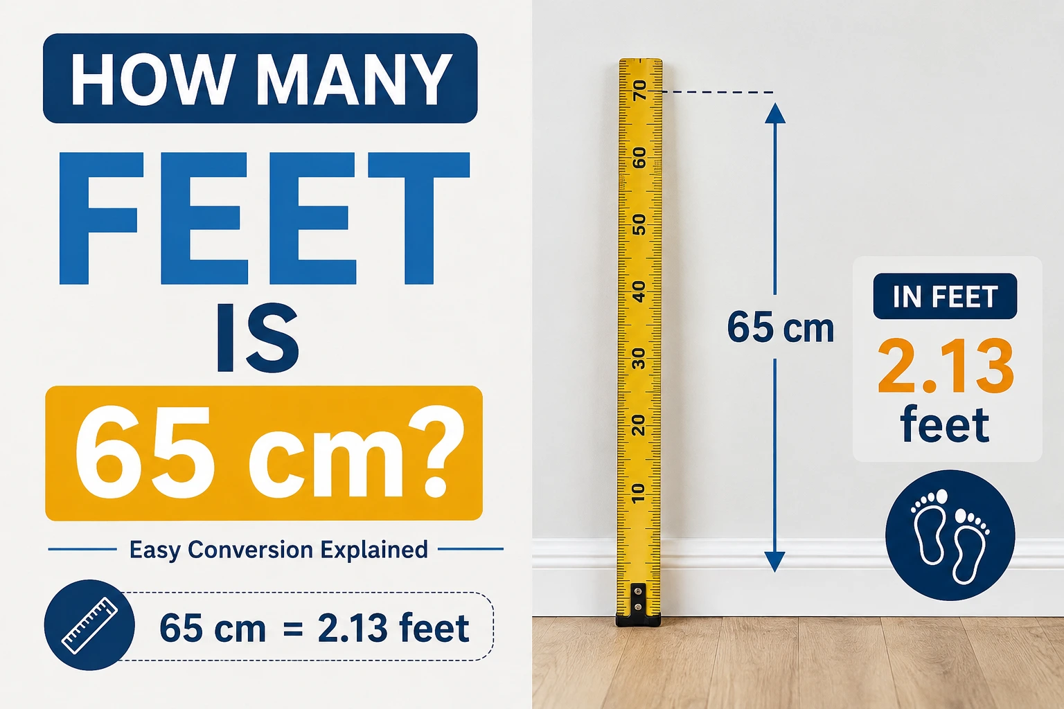 how many feet is 65 cm