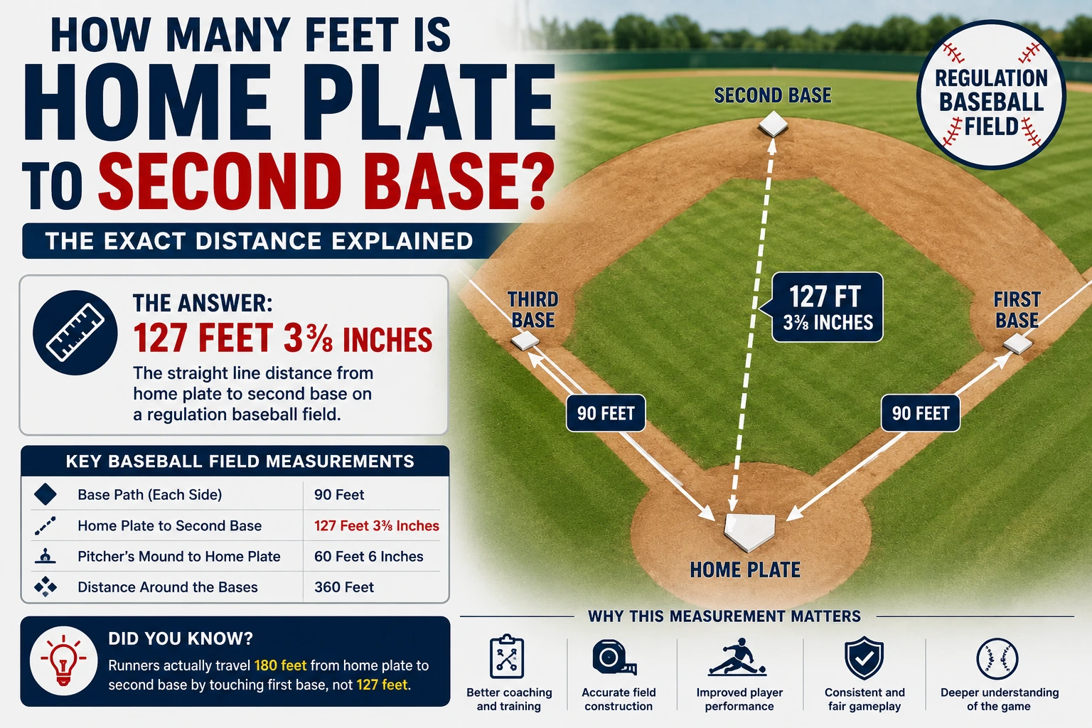 how many feet is home plate to second base