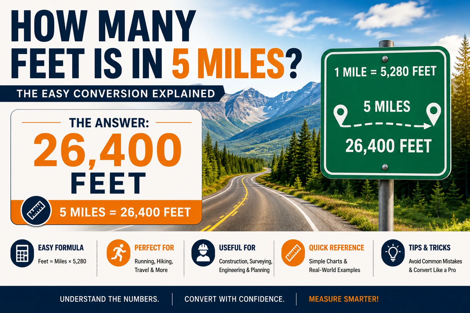 how many feet is in 5 miles