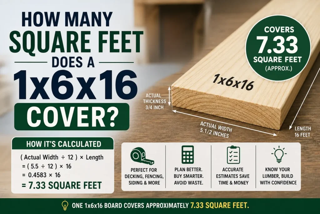 how many square feet does a 1x6x16 cover