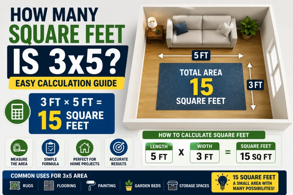how many square feet is 3x5