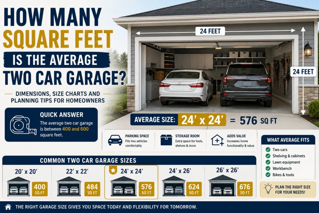 how many square feet is the average two car garage