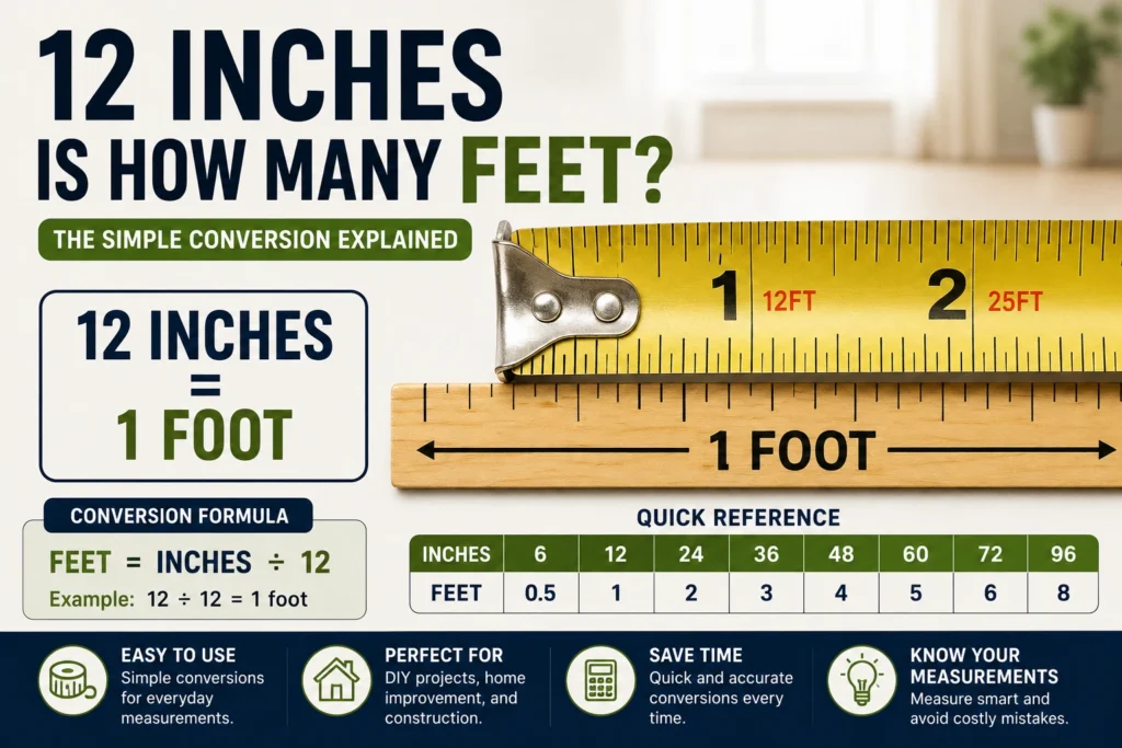 12 inches is how many feet